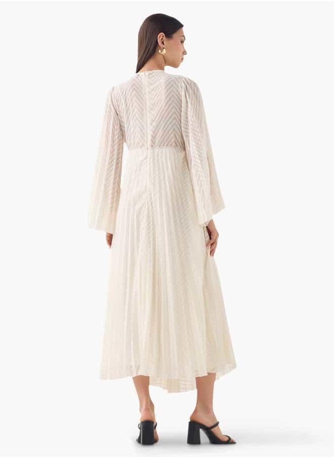 2Xtremz Pleated Midi Dress with Flared Sleeves