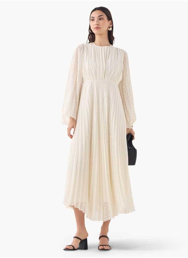 2Xtremz Pleated Midi Dress with Flared Sleeves