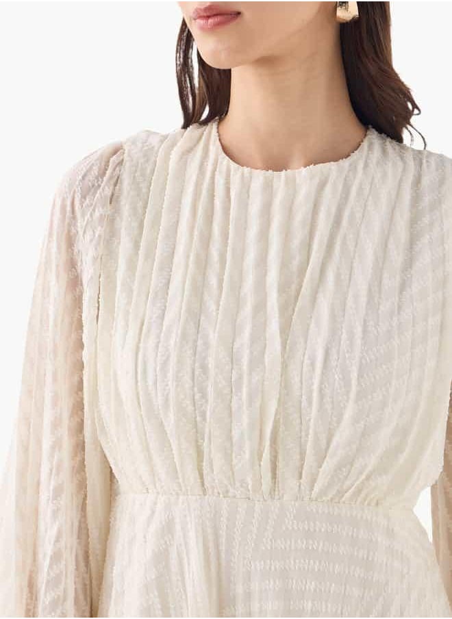 2Xtremz Pleated Midi Dress with Flared Sleeves
