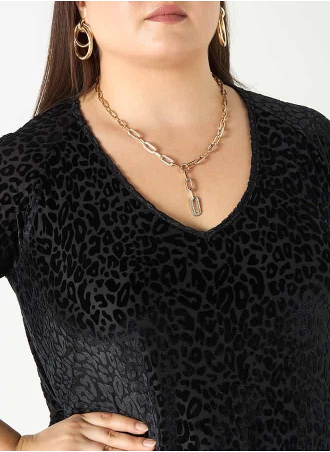 Plus Size Ulla Popken Printed Dress with 3/4 Sleeves