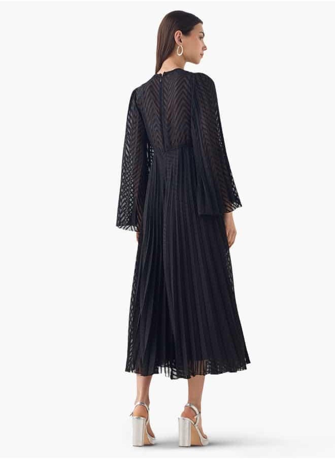 2Xtremz Pleated Midi Dress with Flared Sleeves