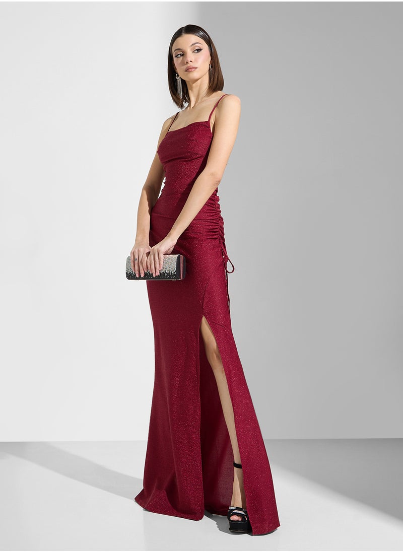 Strappy Bodycon Dress With Slit
