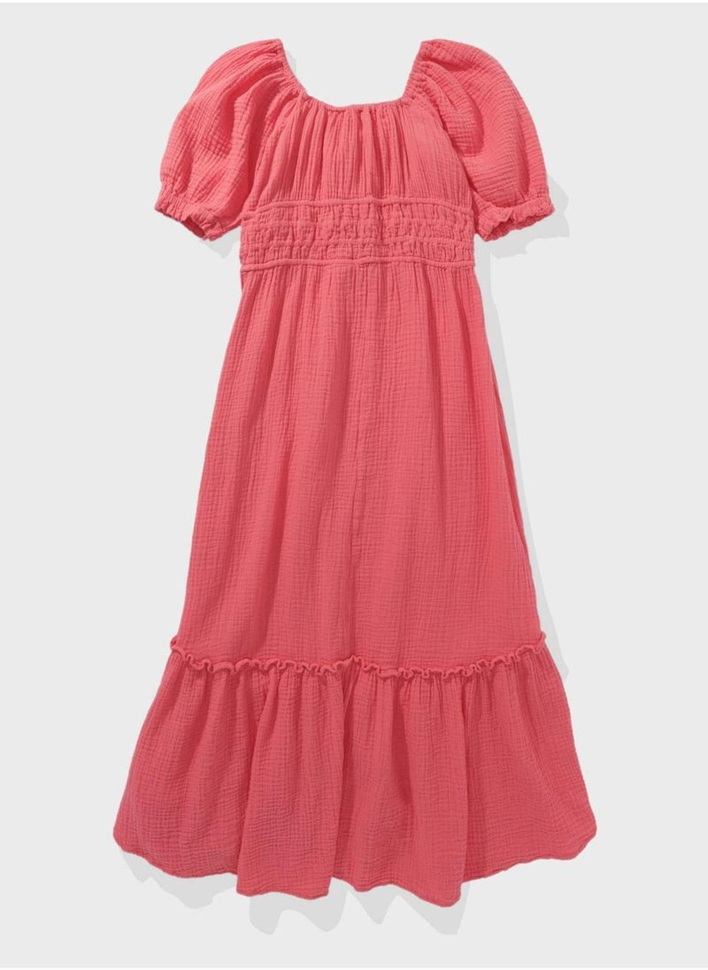 Aerie Gauzy Smocked Waist Midi Dress