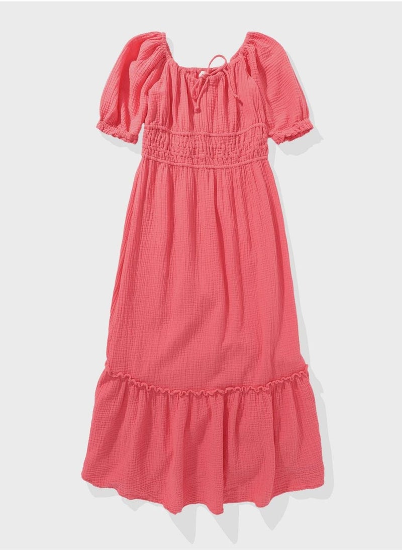 Aerie Gauzy Smocked Waist Midi Dress