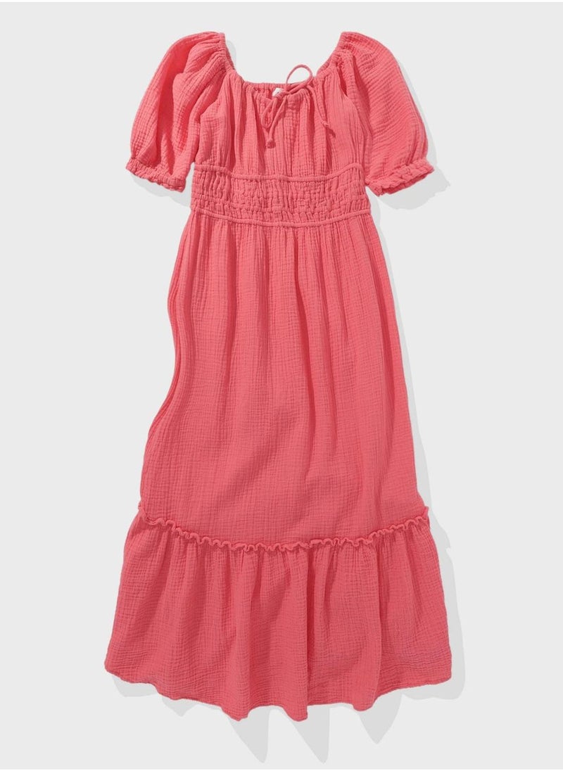 Aerie Gauzy Smocked Waist Midi Dress