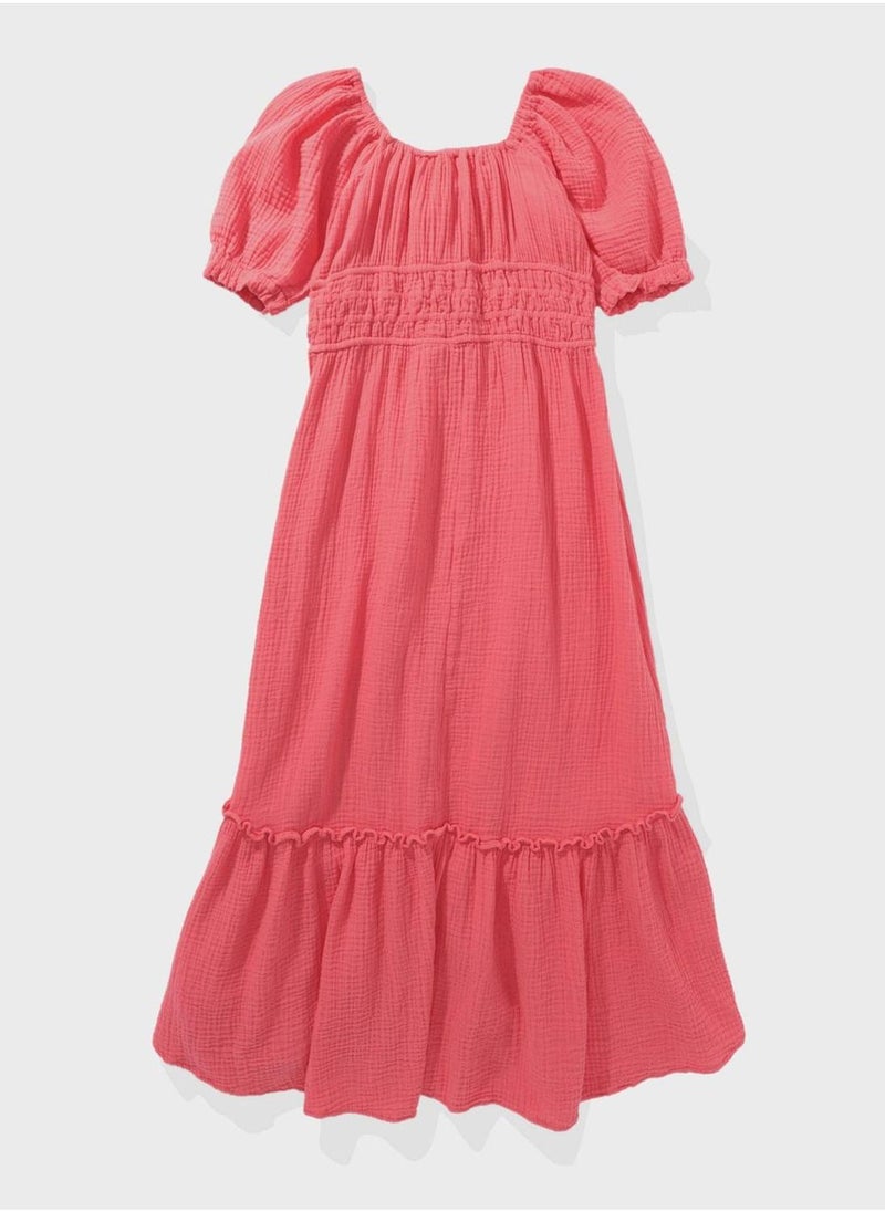 Aerie Gauzy Smocked Waist Midi Dress