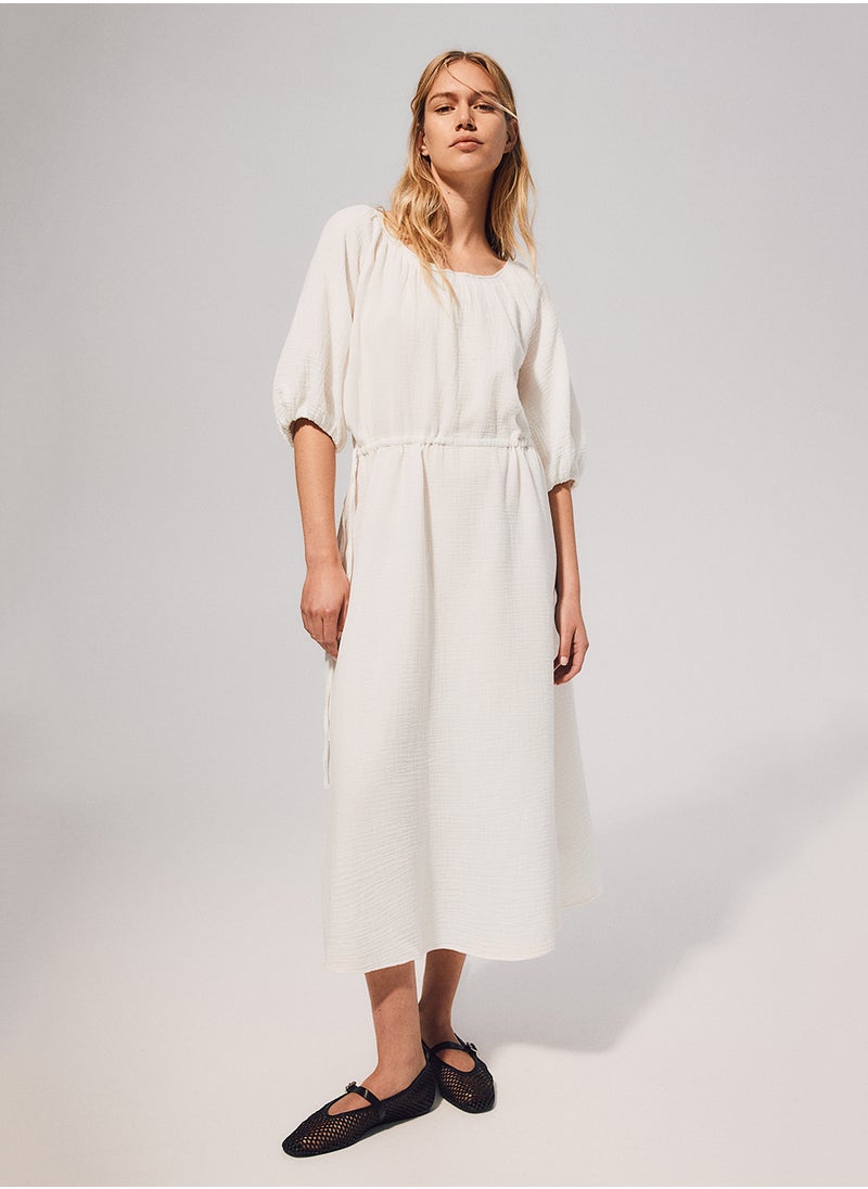 Drawstring-Waist Cotton Dress