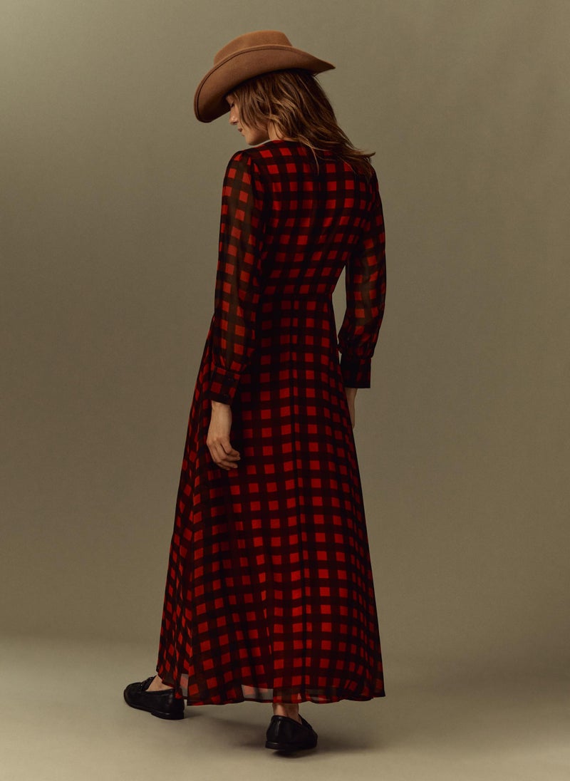 Ovs Womens Piombo Long Checked Dress