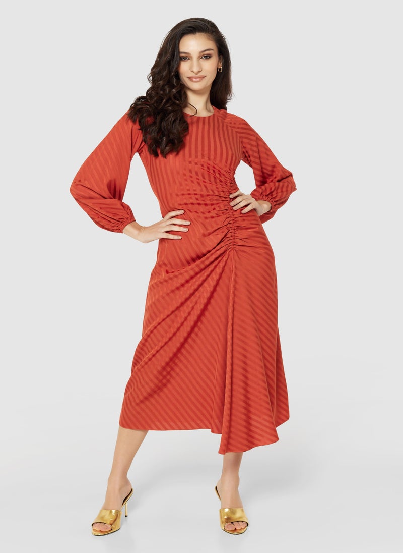 Asymmetrical Balloon Sleeve Dress