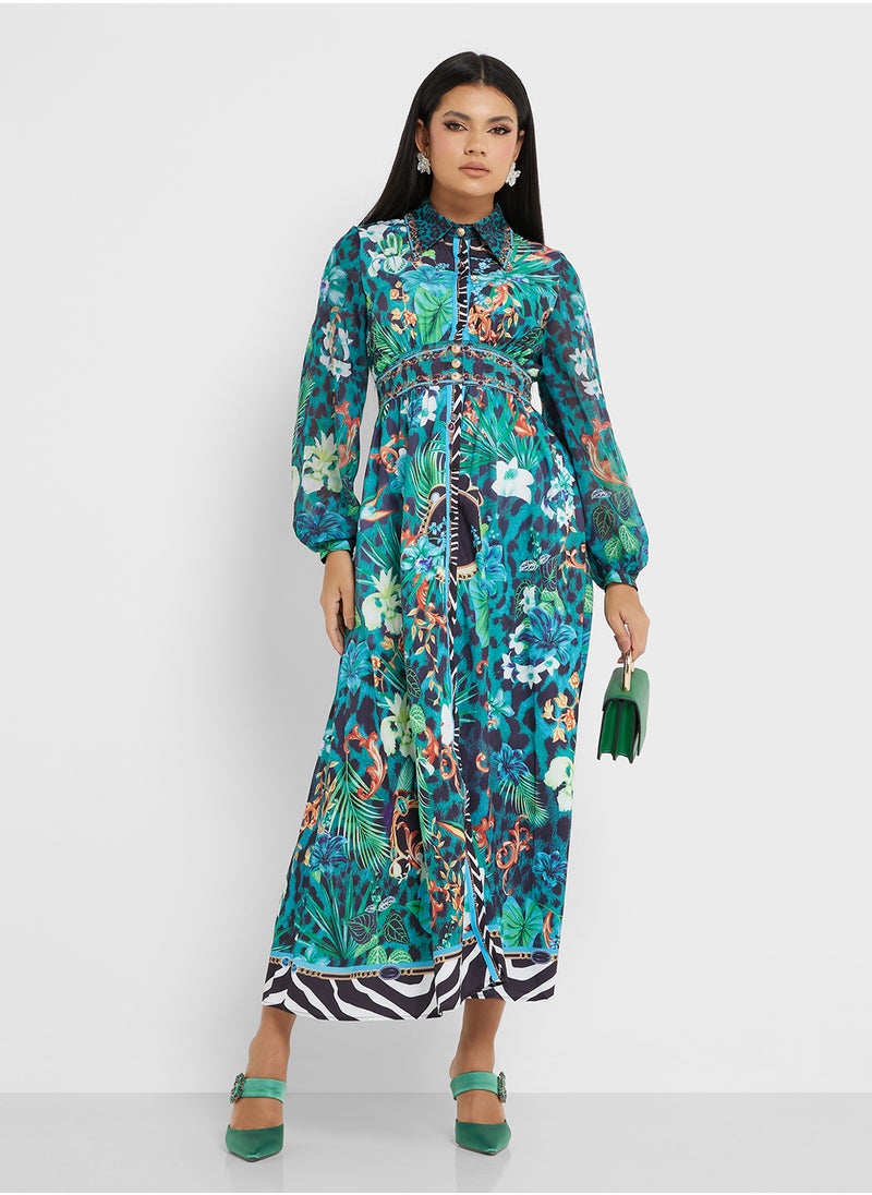 Tropical Print Dress