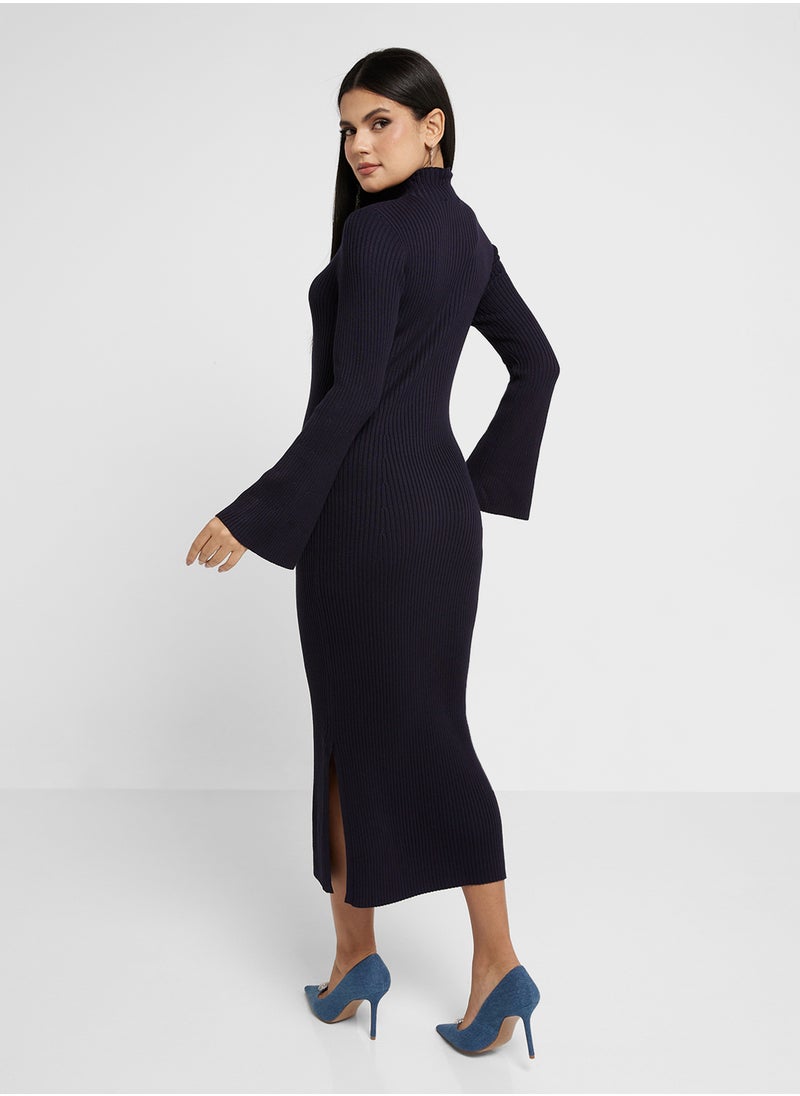 Ribbed Turtleneck Dress