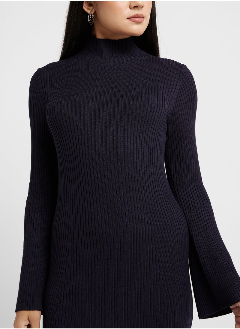 Ribbed Turtleneck Dress