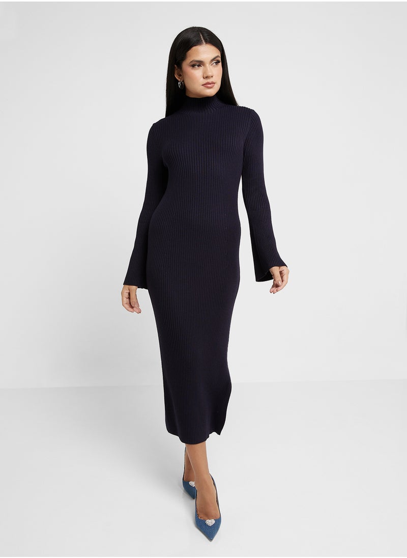 Ribbed Turtleneck Dress