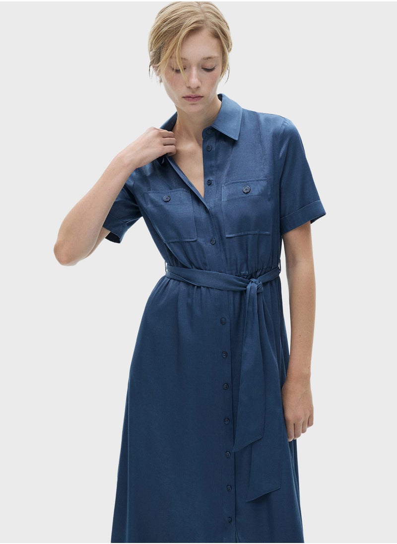 Satin Shirt Dress