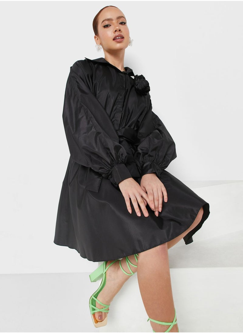 Belted Black Dress