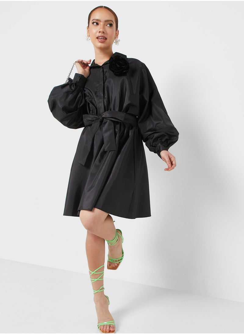 Belted Black Dress