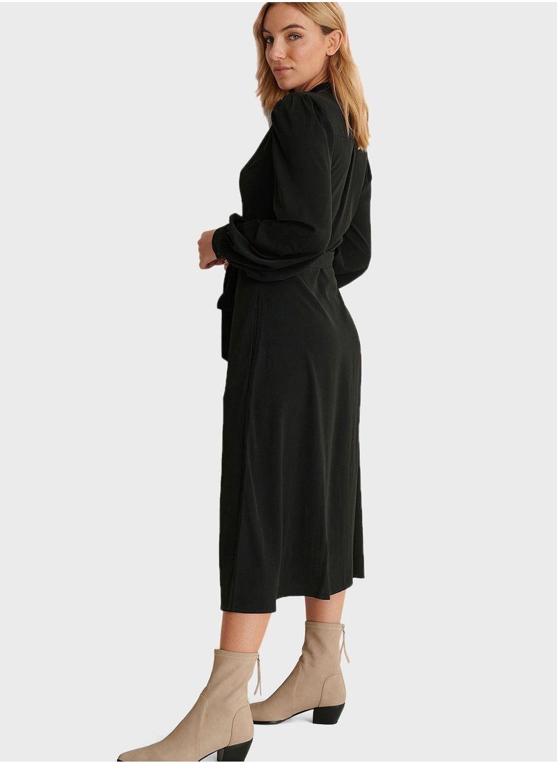 Self Tie Button Down Dress