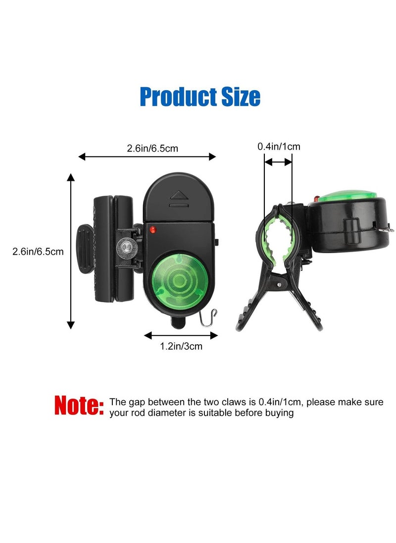 4 pack fishing bite alarm sensitive electronic fishing bite sound alarm sound bite alert bell with led lights fishing bells clip on fishing rod for daytime night carp fishing outdoor