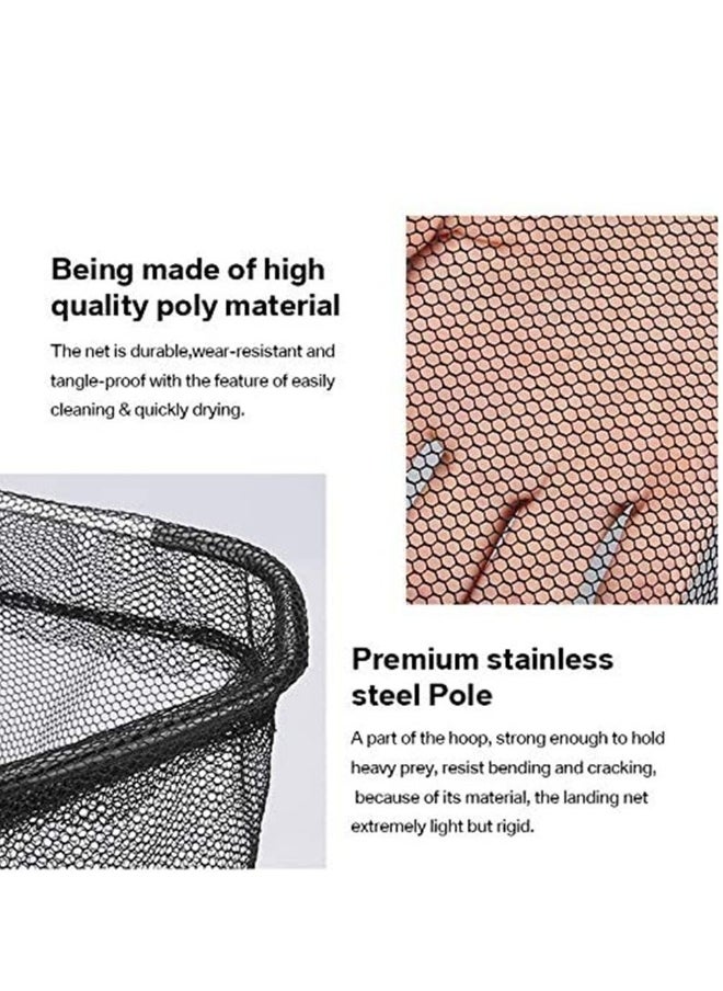 Fishing Net with Hook-Proof Adjustable Collapsible Telescopic Fishing Landing Net Portable Folding Wading Net Easy Clean Rubber Mesh Frame Handle Tangle Proof Net Safe Fish