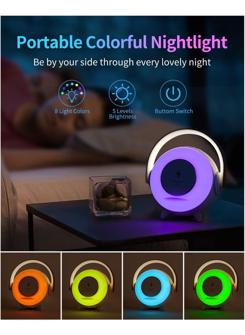 Portable Bluetooth Speaker, Wireless Charging Kids Bluetooth Speaker, Best Birthday Gift Ideas with Atmosphere Lamp for Music Gifts, Teenage Year Old Girl Boy 3 in 1 Ambient Lighting Sound Machine