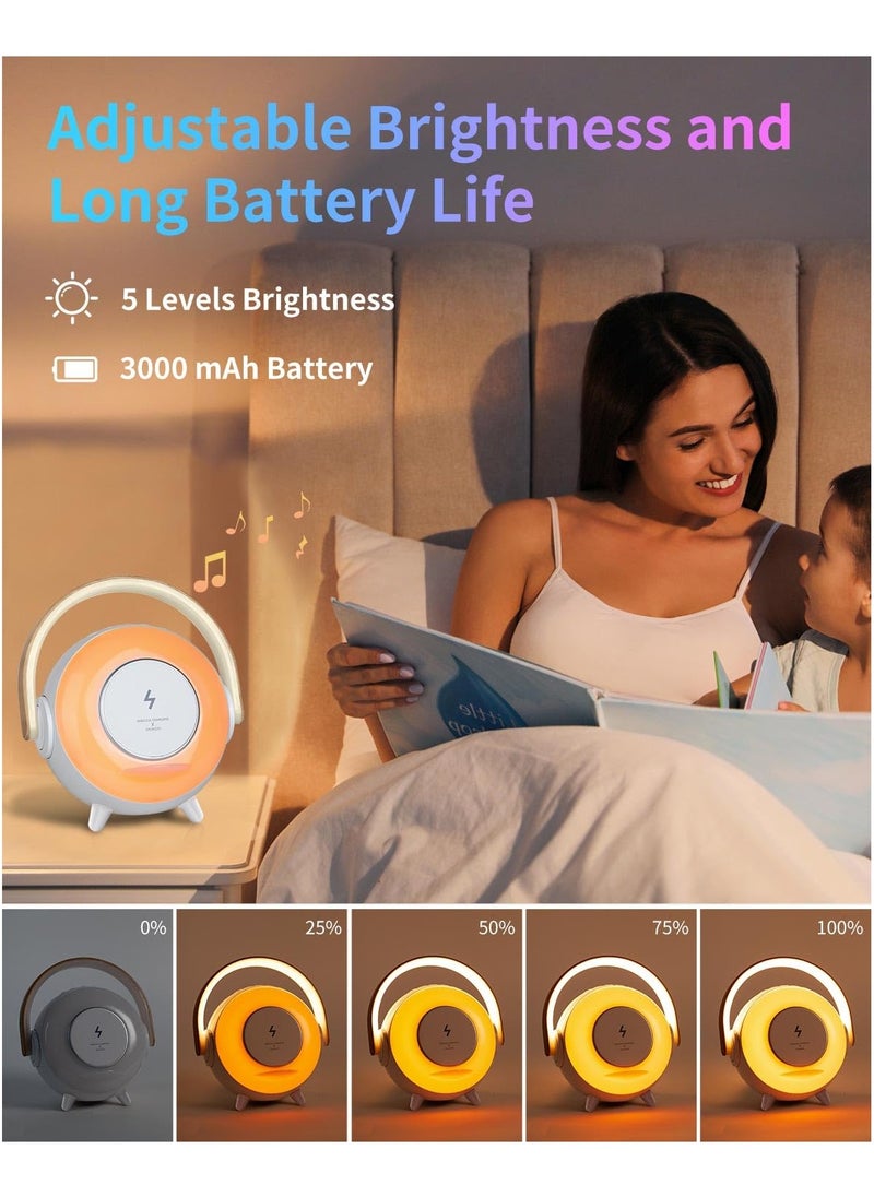 Portable Bluetooth Speaker, Wireless Charging Kids Bluetooth Speaker, Best Birthday Gift Ideas with Atmosphere Lamp for Music Gifts, Teenage Year Old Girl Boy 3 in 1 Ambient Lighting Sound Machine