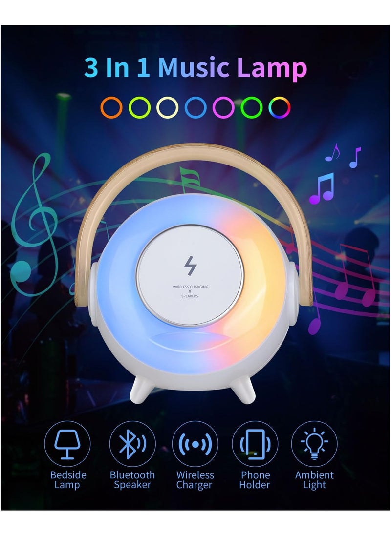 Portable Bluetooth Speaker, Wireless Charging Kids Bluetooth Speaker, Best Birthday Gift Ideas with Atmosphere Lamp for Music Gifts, Teenage Year Old Girl Boy 3 in 1 Ambient Lighting Sound Machine