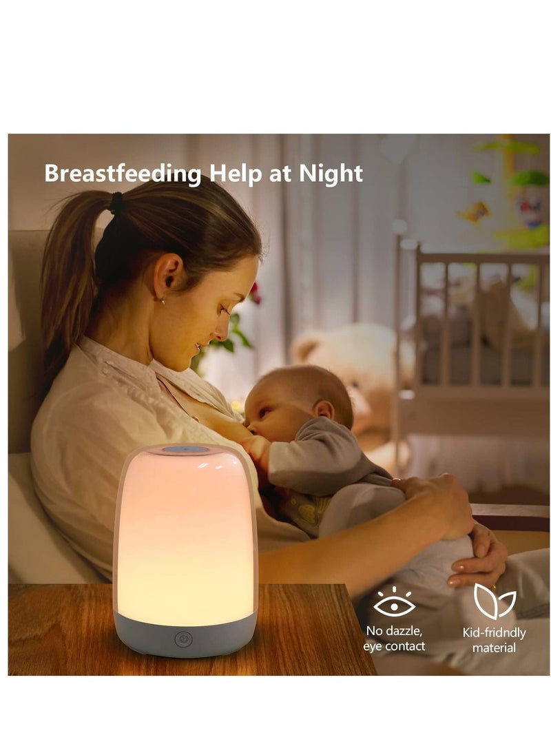 nursery night light for babies baby night light with dimmable warm light 5 color changing light usb rechargeable bedside night light lamp led touch control light for baby bedroom