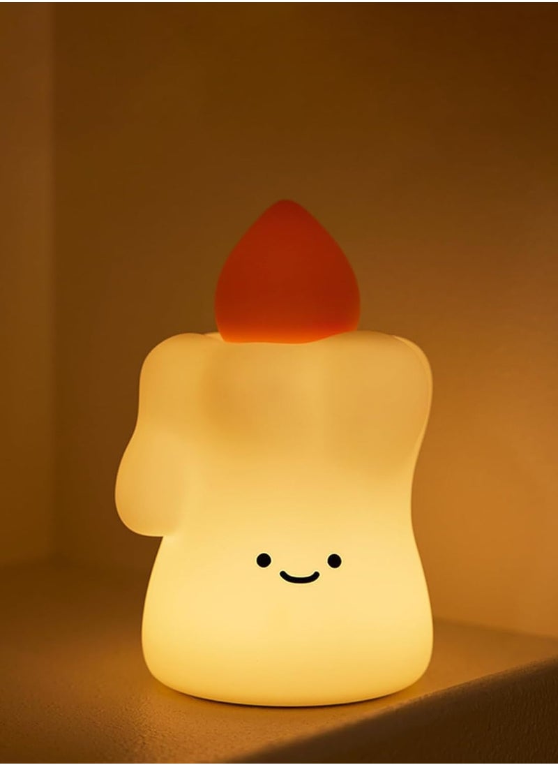 Night Light for Kids, Cute Candle Silicone Baby Night Light for Nursery, Rechargeable & 3-Level Dimmable Touch Night Light,Timer Beside Led Lamp Kawaii Birthday Gifts for Kids