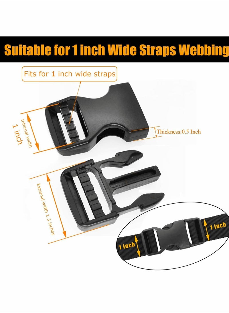 Side Release Buckle, 10 Pcs Plastic Replacement Buckles for 1 inch Webbing Backpack Strap