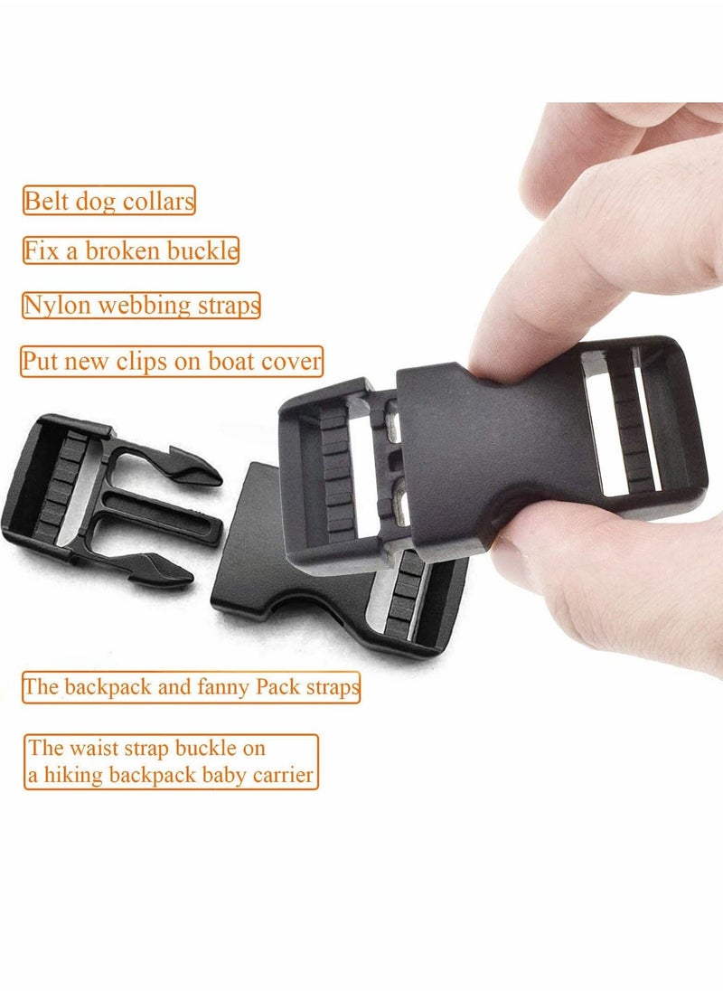 Side Release Buckle, 10 Pcs Plastic Replacement Buckles for 1 inch Webbing Backpack Strap