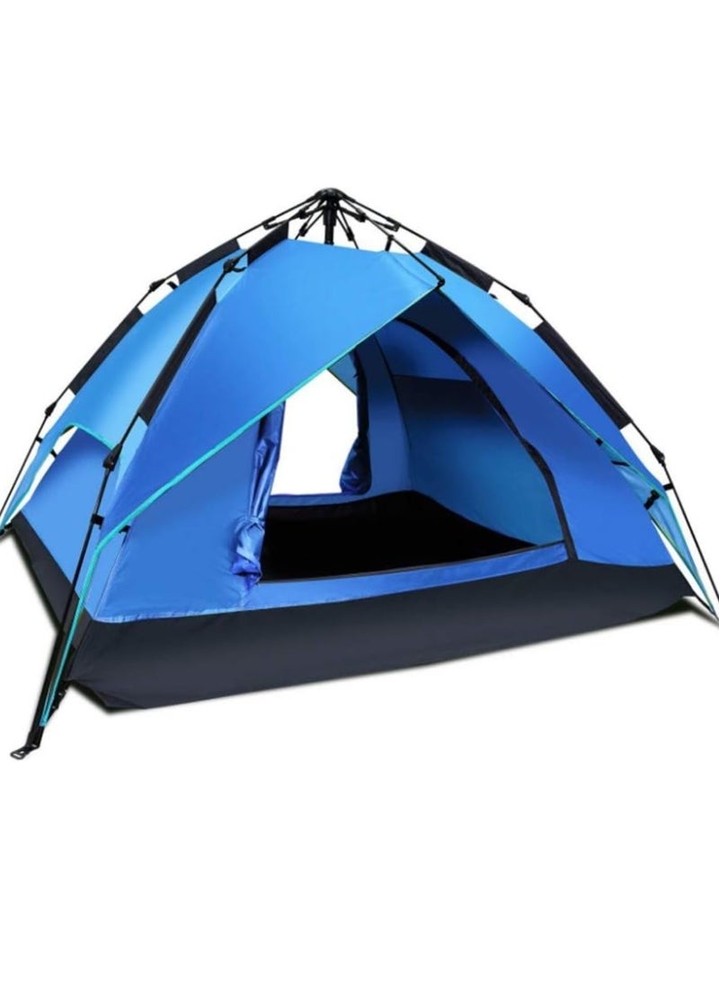 Automatic Pop-Up Camping Tent, 3-4 Person Waterproof Folding Tent in Assorted Colors, Quick Setup with Door, Sun and Rain Protection, Lightweight and Portable for Hiking, Beach, Backpacking and Travel