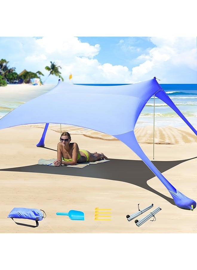 promass Beach Tent Canopy Pop Up,UPF50 Lycra Sun Shade Outdoor Anti-Wind Sun Shelter with Stability Poles, Portable Sunshade for Beach Camping Fishing Backyard Royal Blue