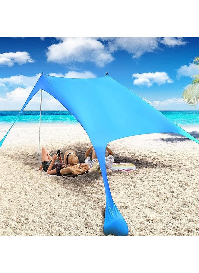 promass Pop Up Beach Tent Sun Shelter UPF50+ with Sand Shovel, Ground Pegs and Stability Poles, Outdoor Shade for Camping Trips, Fishing, Backyard Fun or Picnics (3mx3m 4 Pole, Turquoise)