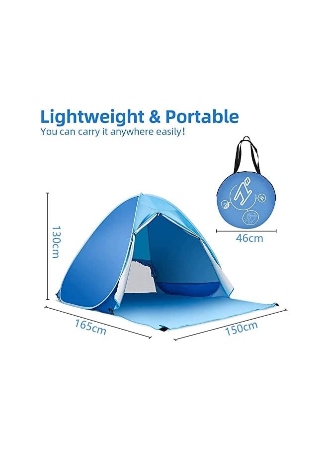 promass Pop Up Beach Tent, Anti-UV Beach Shade, Beach Tent Sun Shelter with Carrying Bag Fits 2-3 Person, Portable Waterproof Beach Tent Pop Up Shade for Outdoor Camping Fishing