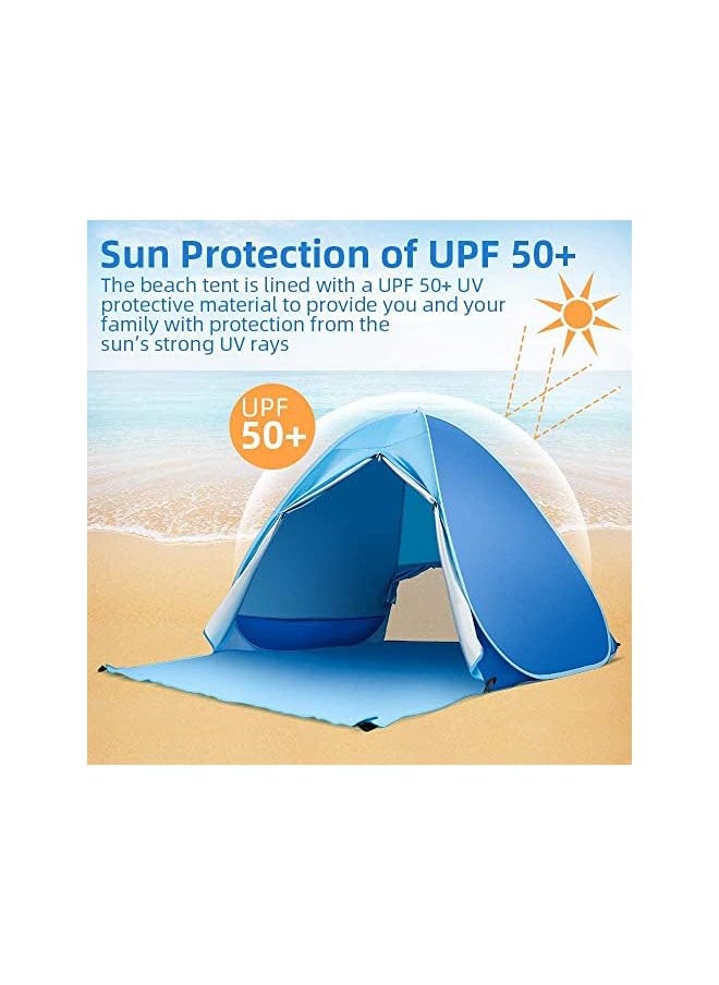 promass Pop Up Beach Tent, Anti-UV Beach Shade, Beach Tent Sun Shelter with Carrying Bag Fits 2-3 Person, Portable Waterproof Beach Tent Pop Up Shade for Outdoor Camping Fishing