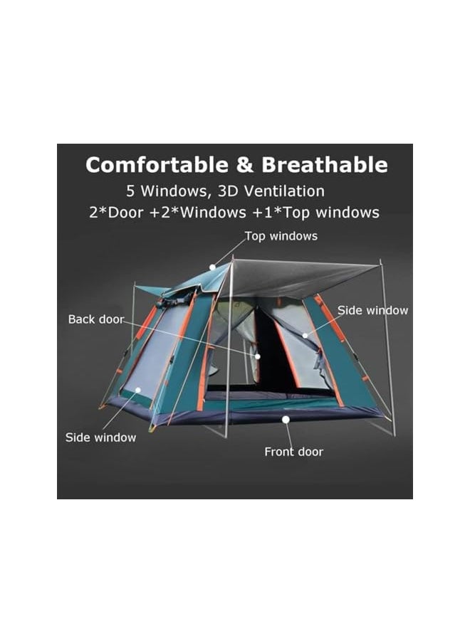 promass Camping Tent, Portable Waterproof Pop Up Tent, 4 Person Family Tent Instant Easy Set up Tent with Carry Bag, Waterproof Pop Up Cabin Tent for Camping, Hiking, Mountaineering