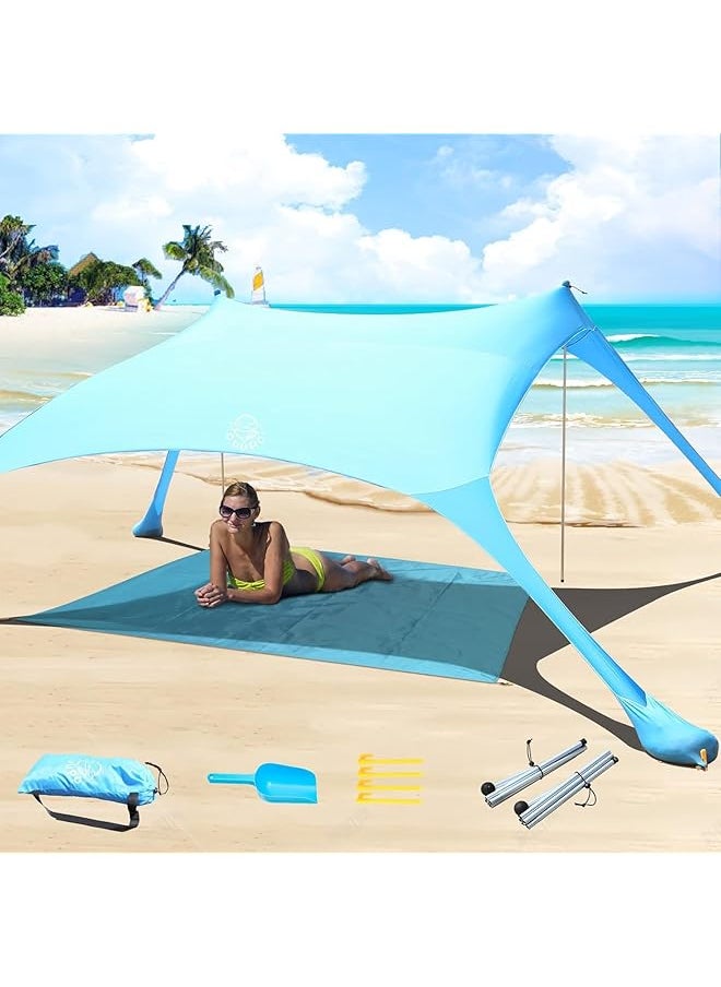 promass Beach Tent Canopy Pop Up, Portable Canopy SunShade, Tents Beach Tent with Sand Anchor for Beach Camping Fishing Backyard with Beach Blanket 6.56 X 6.88 Ft