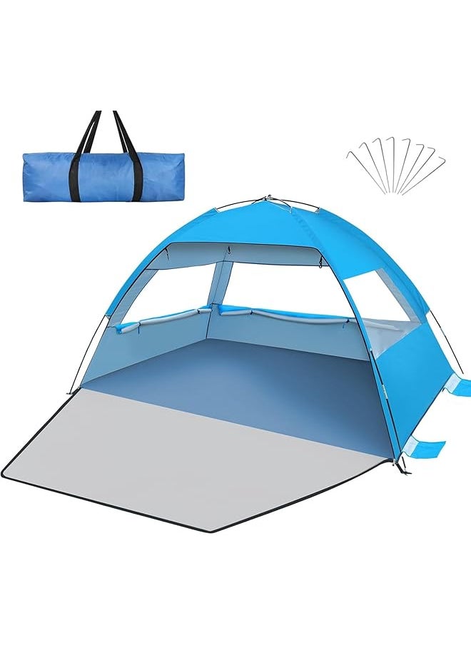 promass Beach Tent Sun Shelter for 3 Person, UPF 50+ UV Protection Beach Canopy, Lightweight and Easy Setup Cabana, Portable Beach Shade Tent