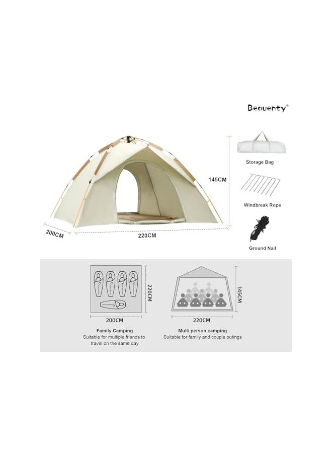 Beauenty 2-4 Persons Instant Tent for Camping, Portable Camping Tent, Automatic Camp Tent for Desert Beach Hiking Camping with Carry Bag