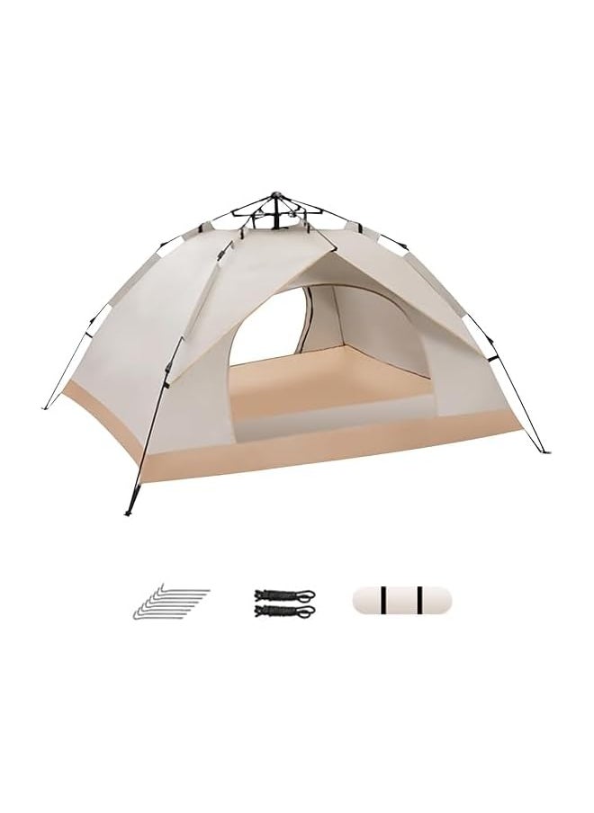 Camping Tent 3-4 Person, Automatic Pop Up Outdoor Tent 2 Door Portable Waterproof Sunscreen Tent with Carry Bag Lightweight Instant Tent for Outdoor Sports Travel 2X2(M) WHITE