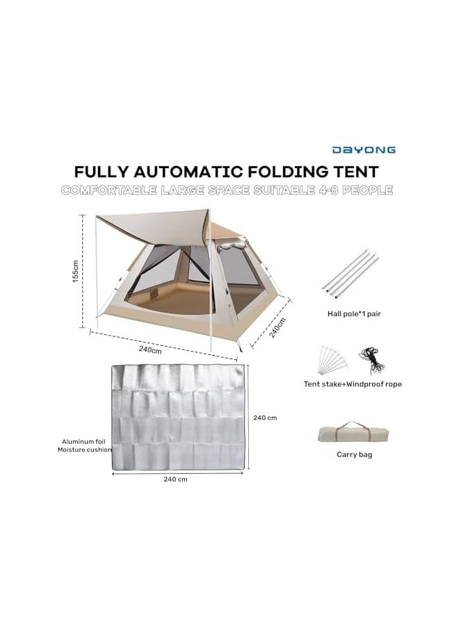 Camping Tent, Automatic Pop Up Outdoor Tent, Portable Waterproof Sunscreen Tent With Carry Bag, Lightweight Instant Tent For Camping, Hiking, Desert, Beach.