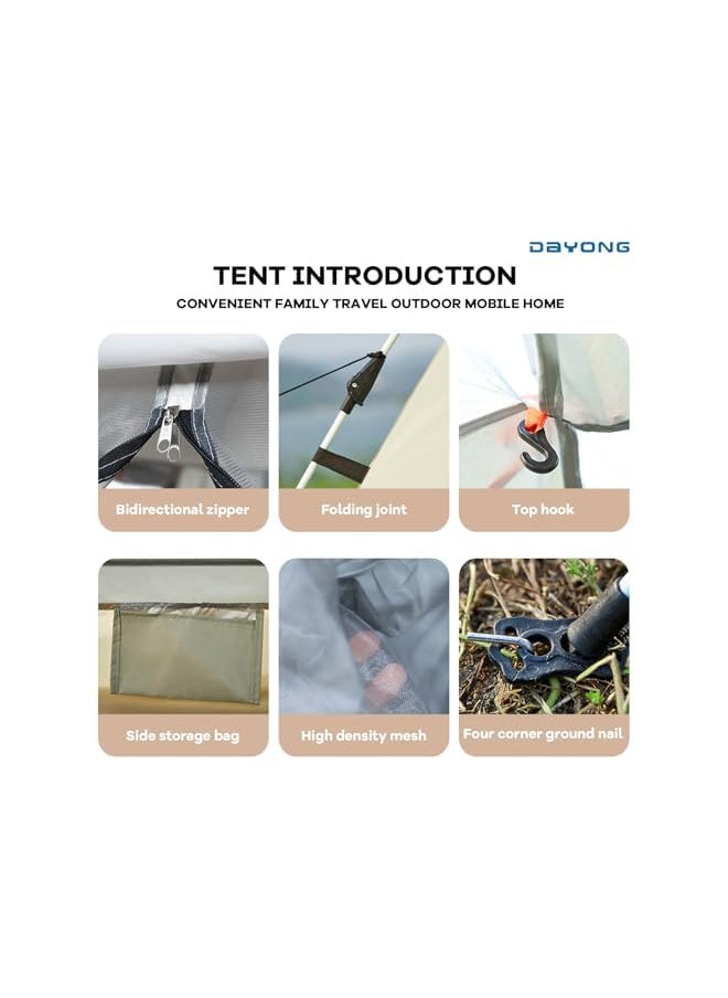 Camping Tent, Automatic Pop Up Outdoor Tent, Portable Waterproof Sunscreen Tent With Carry Bag, Lightweight Instant Tent For Camping, Hiking, Desert, Beach.
