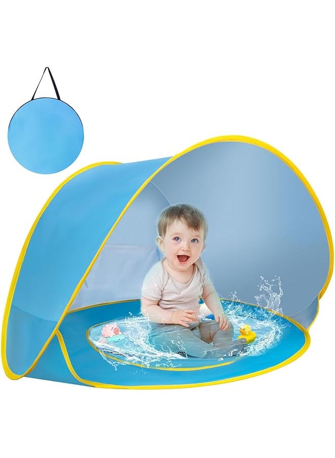 Pop Up Baby Beach Tent with Mini Pool, Outdoor Portable Anti-UV UPF 50+ Instant Sun Shelter Waterproof Automatic Toddler Infant Camping Tent for 0-3 Year Old, Lightweight Beach Canopy for Park Travel