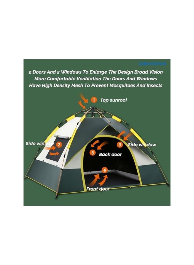 Tent For Camping, 3-4 Person Waterproof Instant Tent, Portable Outdoor Tent, Automatic Pop Up Tent With Carry Bag, Dome Tent For Camp, Picnic, Hiking, Beach, Traveling.