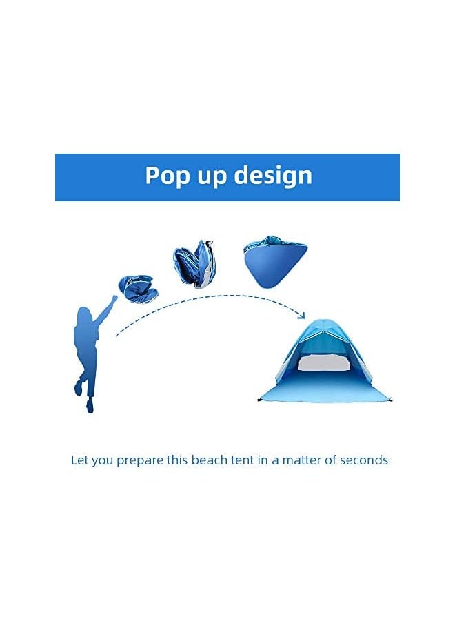 EROREX Pop Up Beach Tent, Anti-UV Beach Shade, Beach Tent Sun Shelter with Carrying Bag Fits 2-3 Person, Portable Waterproof Beach Tent Pop Up Shade for Outdoor Camping Fishing