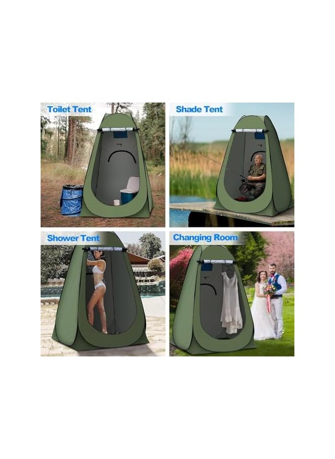 Portable Pop Up Privacy Tent, Outdoor Camping Bathroom Toilet Shower Tent Spacious Dressing Changing Room for Hiking Beach Picnic Fishing, Instant Rain Shelter with Carrying Bag (Green)