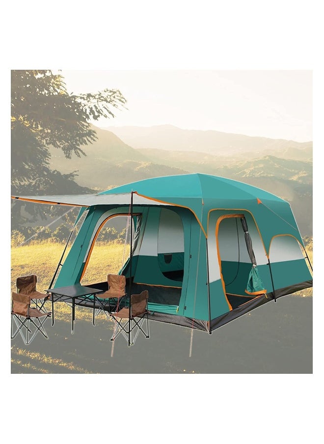 Toby's Camping Tent with 2 Extra Dark Sleeping Cabins for 5-12 Person Outdoor Double Layer Family Tent Waterproof Windproof Beach Tent Sun Shelter Dome Tent for Festivals Garden