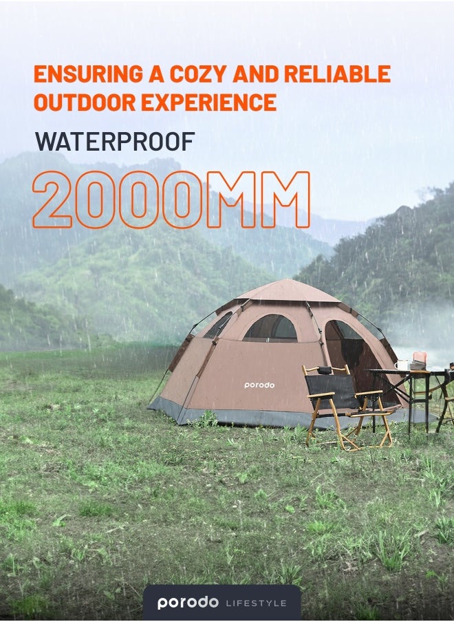 Lifestyle 4-Person Easy Pop-Up Automatic Camping Tent - Light Brown