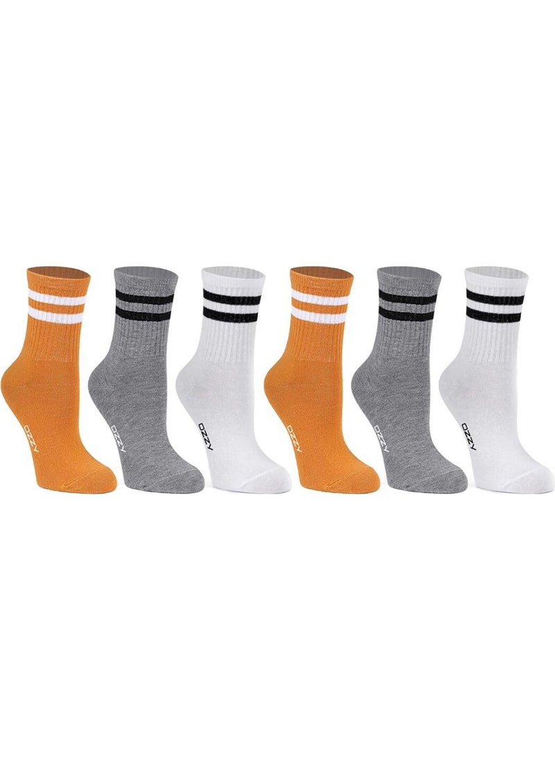 6 Pack Women's College Socks Yellow Gray White