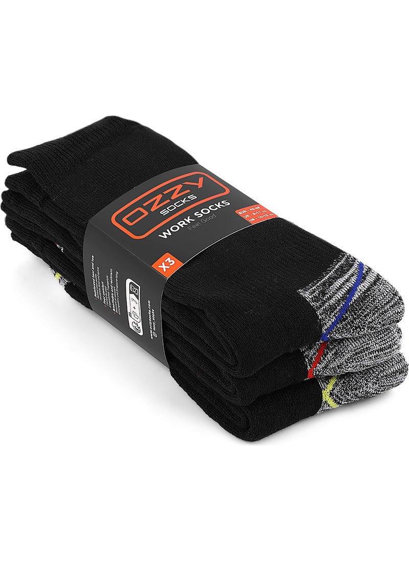 3 Pairs of Men's Durable, Protective and Heel Toe Thick Worker Socks